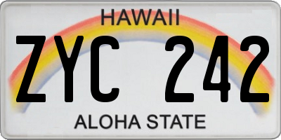 HI license plate ZYC242
