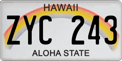 HI license plate ZYC243