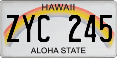 HI license plate ZYC245