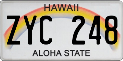 HI license plate ZYC248