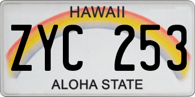 HI license plate ZYC253