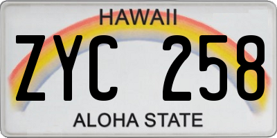 HI license plate ZYC258