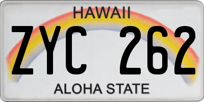 HI license plate ZYC262