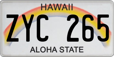 HI license plate ZYC265