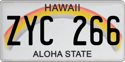 HI license plate ZYC266