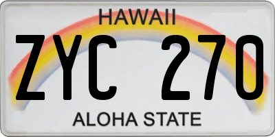 HI license plate ZYC270