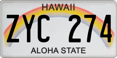 HI license plate ZYC274