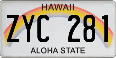 HI license plate ZYC281