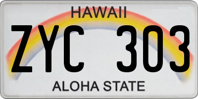 HI license plate ZYC303