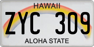 HI license plate ZYC309