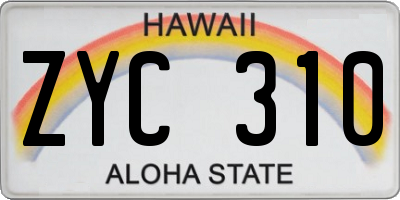 HI license plate ZYC310