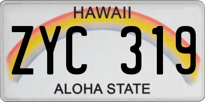 HI license plate ZYC319