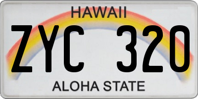 HI license plate ZYC320