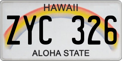 HI license plate ZYC326