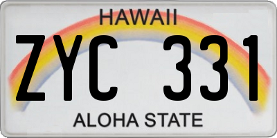 HI license plate ZYC331