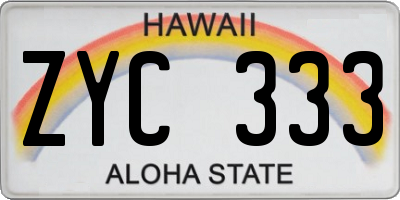 HI license plate ZYC333