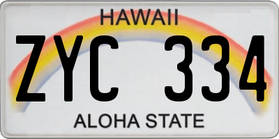 HI license plate ZYC334