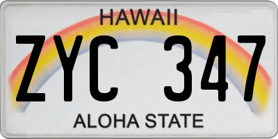 HI license plate ZYC347