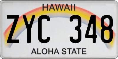 HI license plate ZYC348