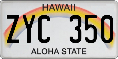 HI license plate ZYC350
