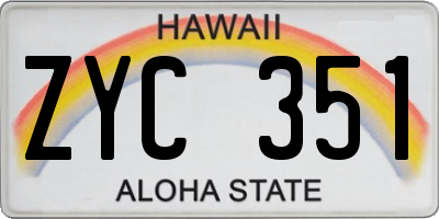 HI license plate ZYC351