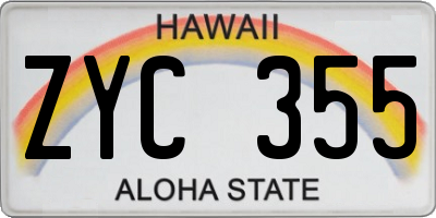 HI license plate ZYC355