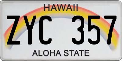 HI license plate ZYC357