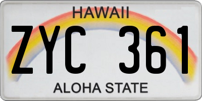 HI license plate ZYC361