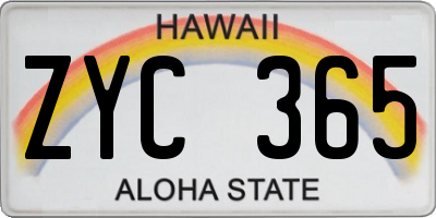 HI license plate ZYC365