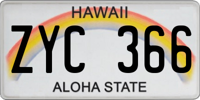 HI license plate ZYC366