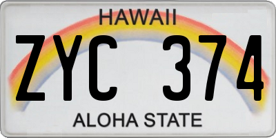 HI license plate ZYC374