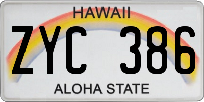 HI license plate ZYC386