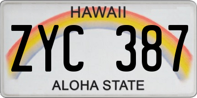 HI license plate ZYC387