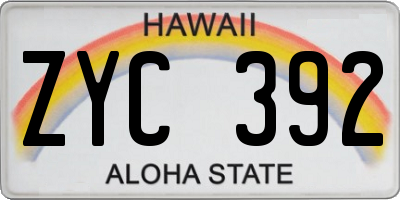 HI license plate ZYC392