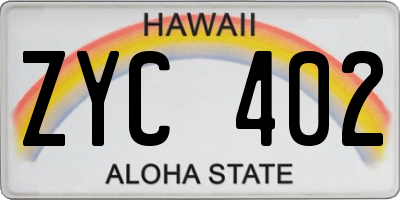HI license plate ZYC402