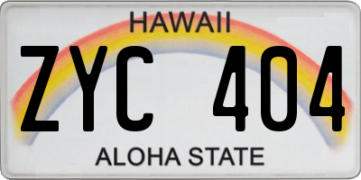 HI license plate ZYC404