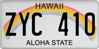 HI license plate ZYC410