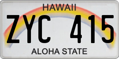 HI license plate ZYC415