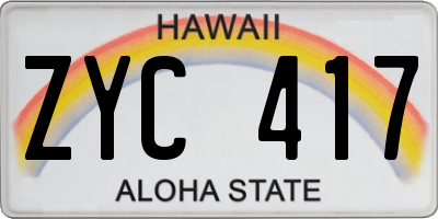 HI license plate ZYC417