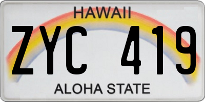 HI license plate ZYC419