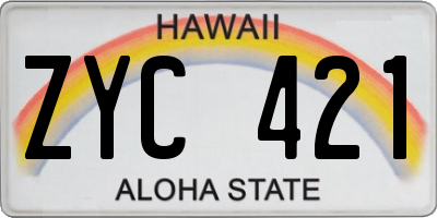 HI license plate ZYC421