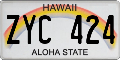 HI license plate ZYC424