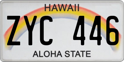 HI license plate ZYC446