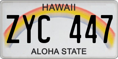 HI license plate ZYC447