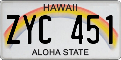 HI license plate ZYC451