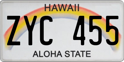 HI license plate ZYC455