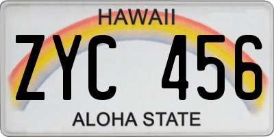 HI license plate ZYC456