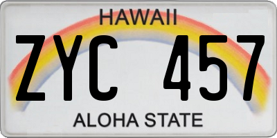 HI license plate ZYC457