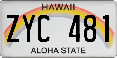 HI license plate ZYC481