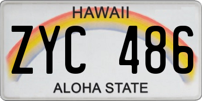 HI license plate ZYC486